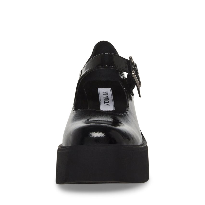 παπουτσια flatforms γυναικεια Steve Madden Trish λουστρινι μαυρα | GR-1475WBP