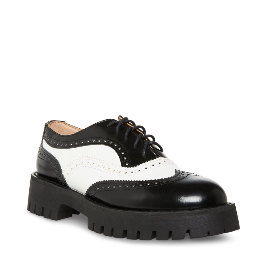 παπουτσια flatforms γυναικεια Steve Madden Lance μαυρα ασπρα | GR-193OBKH