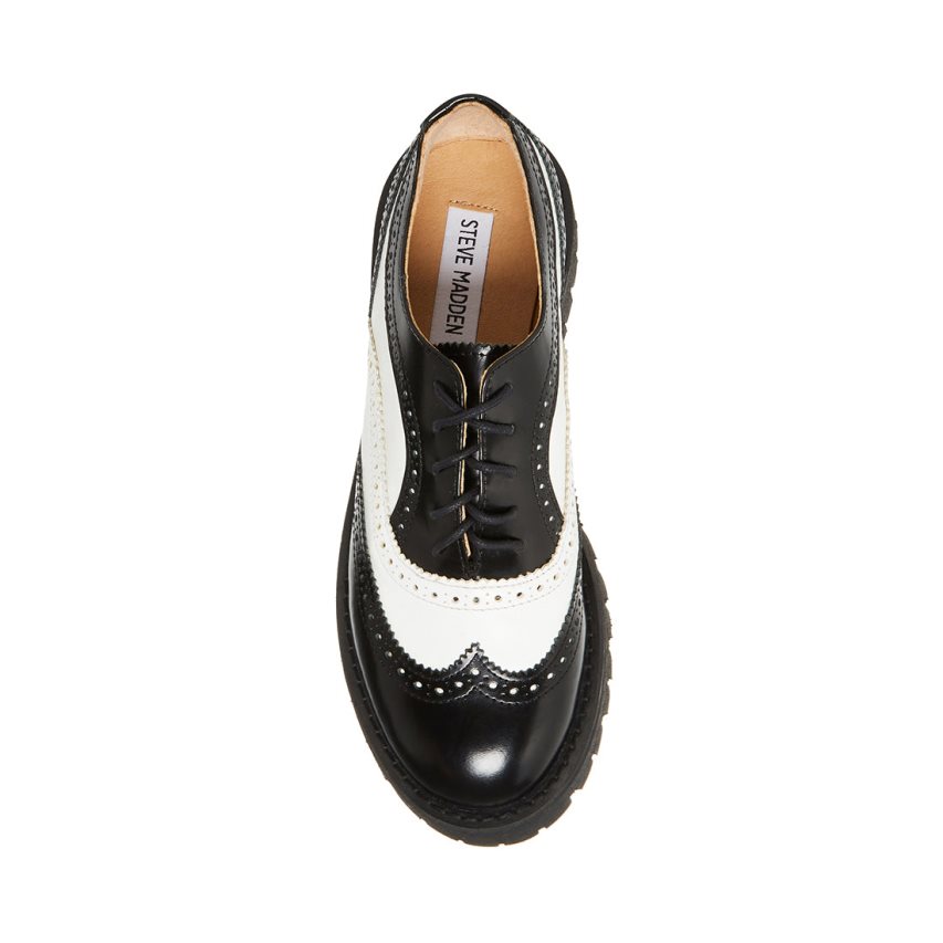 παπουτσια flatforms γυναικεια Steve Madden Lance μαυρα ασπρα | GR-193OBKH