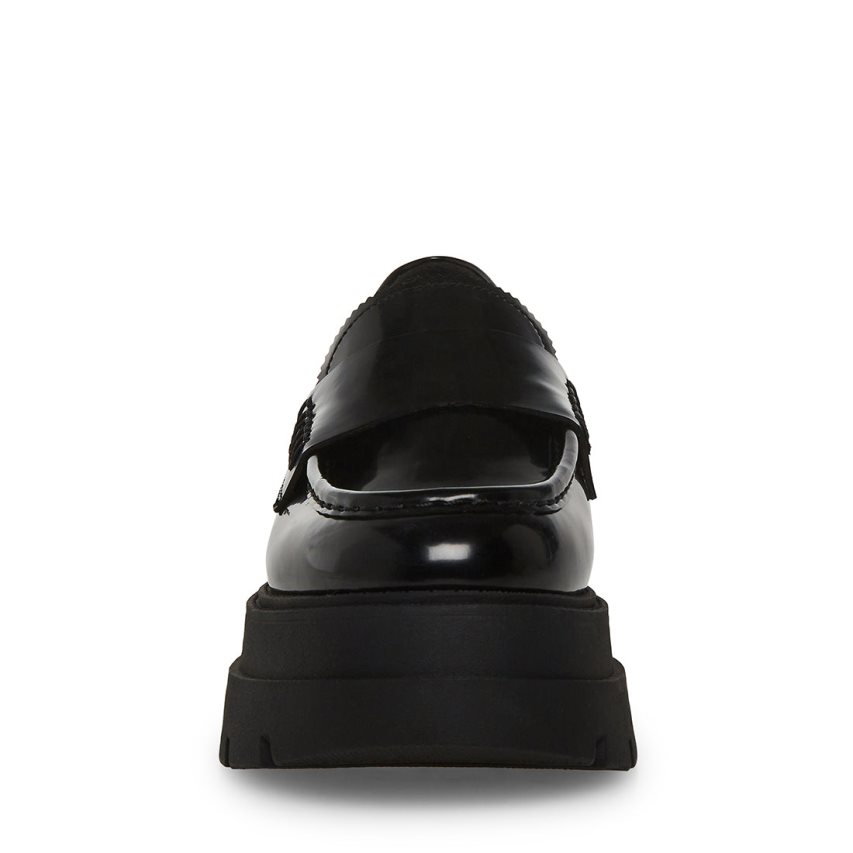 παπουτσια flatforms γυναικεια Steve Madden Gaven δερματινα μαυρα | GR-256OEKV