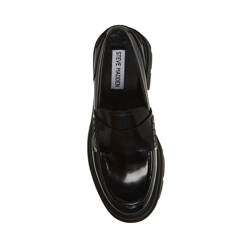 παπουτσια flatforms γυναικεια Steve Madden Gaven δερματινα μαυρα | GR-256OEKV