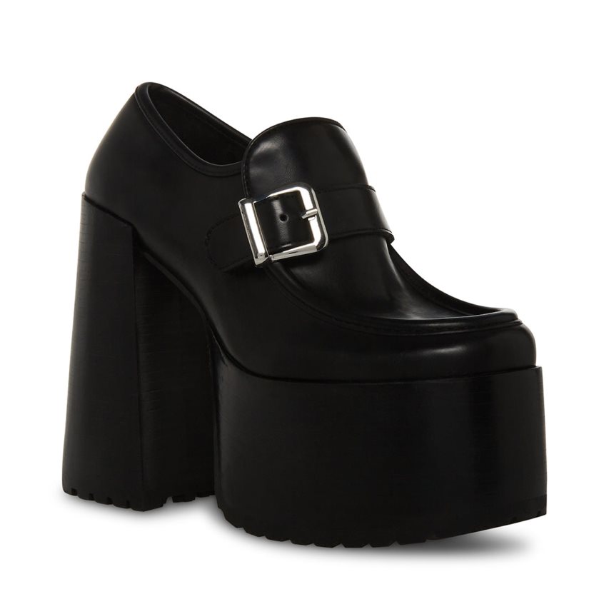 παπουτσια flatforms γυναικεια Steve Madden Kerigan μαυρα | GR-2946GJW