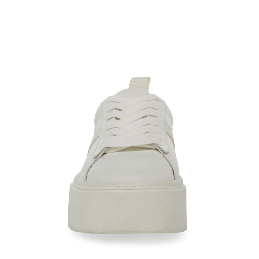 παπουτσια flatforms γυναικεια Steve Madden Rorri δερματινα ασπρα | GR-2O36ECW