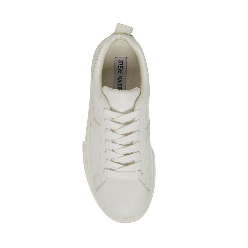 παπουτσια flatforms γυναικεια Steve Madden Rorri δερματινα ασπρα | GR-2O36ECW