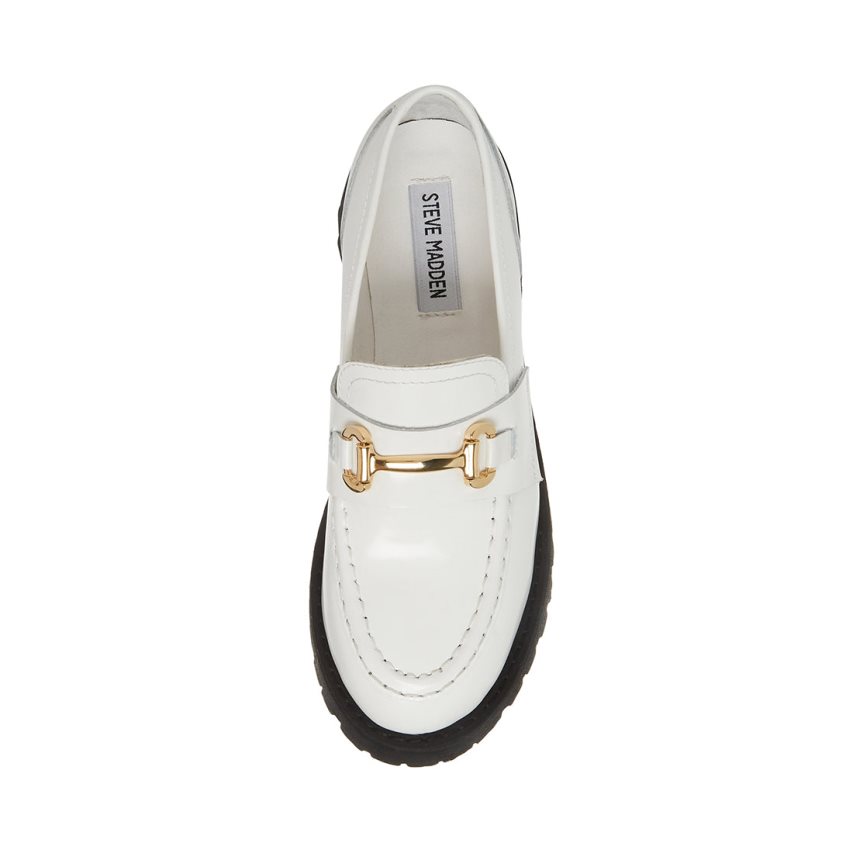 παπουτσια flatforms γυναικεια Steve Madden Lando δερματινα ασπρα | GR-3481WBZ
