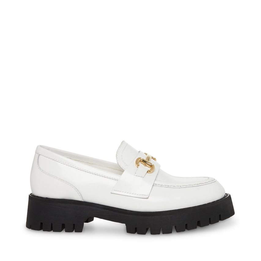 παπουτσια flatforms γυναικεια Steve Madden Lando δερματινα ασπρα | GR-3481WBZ
