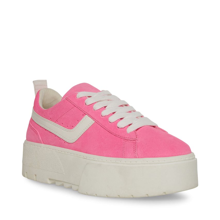 παπουτσια flatforms γυναικεια Steve Madden Rorri σουετ ροζ | GR-381OXVB