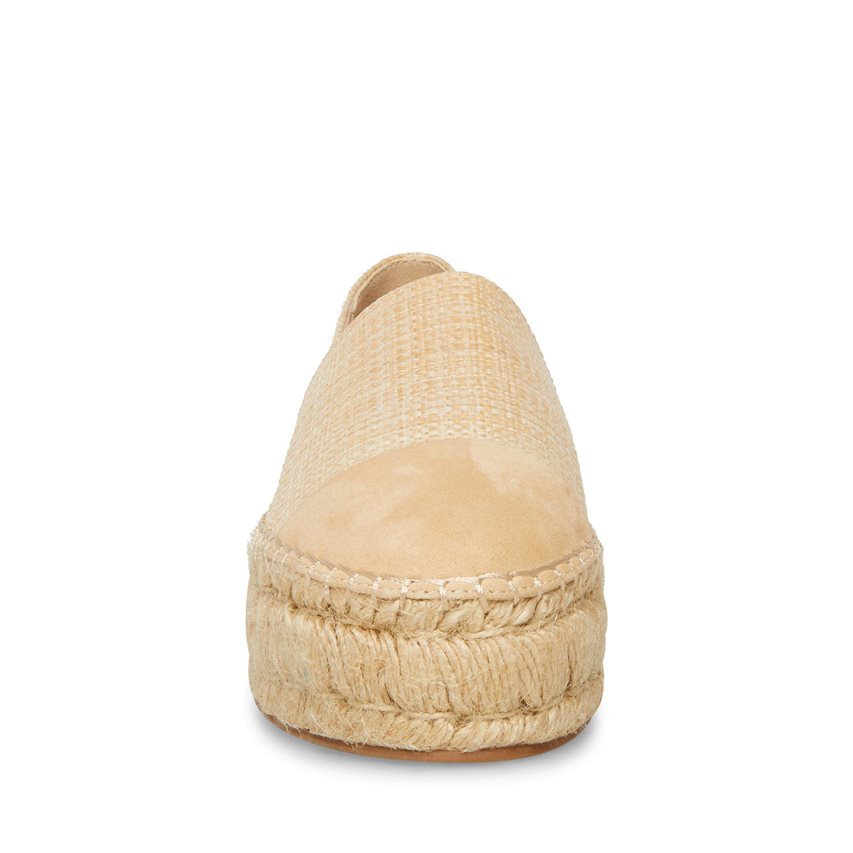παπουτσια flatforms γυναικεια Steve Madden Kitt Natural Raffia Μπεζ | GR-4371DQT
