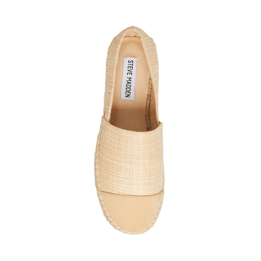 παπουτσια flatforms γυναικεια Steve Madden Kitt Natural Raffia Μπεζ | GR-4371DQT