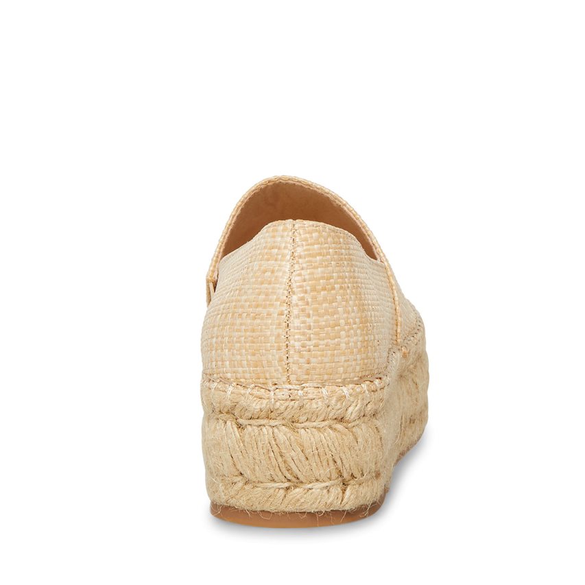 παπουτσια flatforms γυναικεια Steve Madden Kitt Natural Raffia Μπεζ | GR-4371DQT