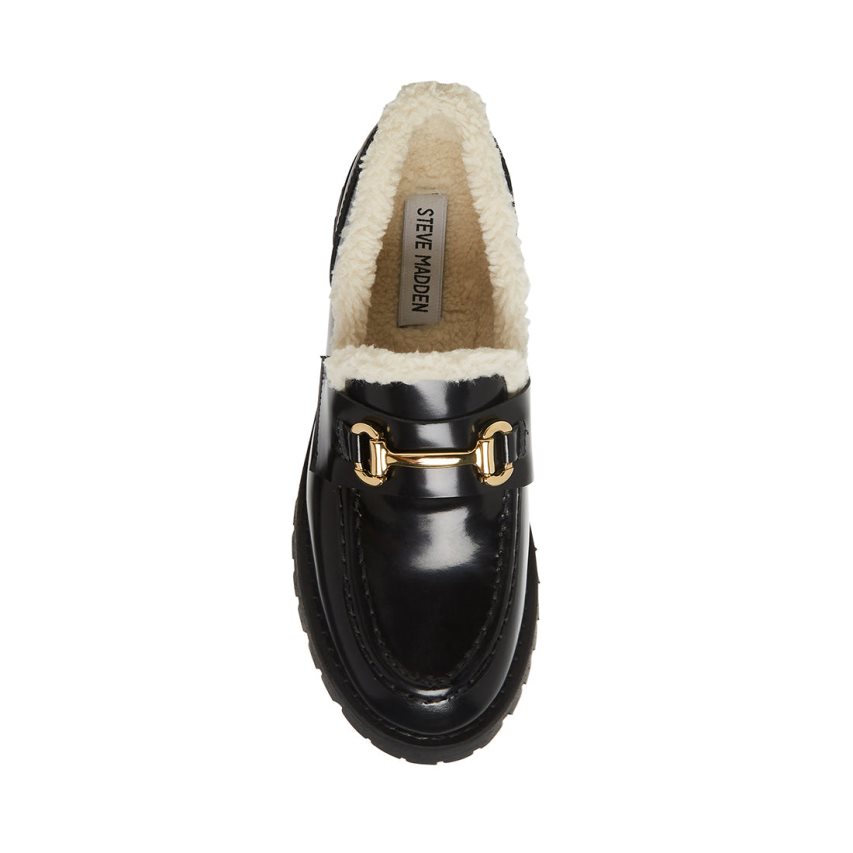 παπουτσια flatforms γυναικεια Steve Madden Lando-f δερματινα μαυρα | GR-4713VYT