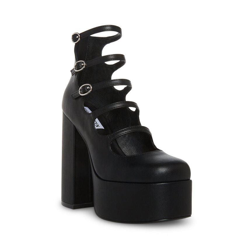 παπουτσια flatforms γυναικεια Steve Madden Rosario μαυρα | GR-4756BLN