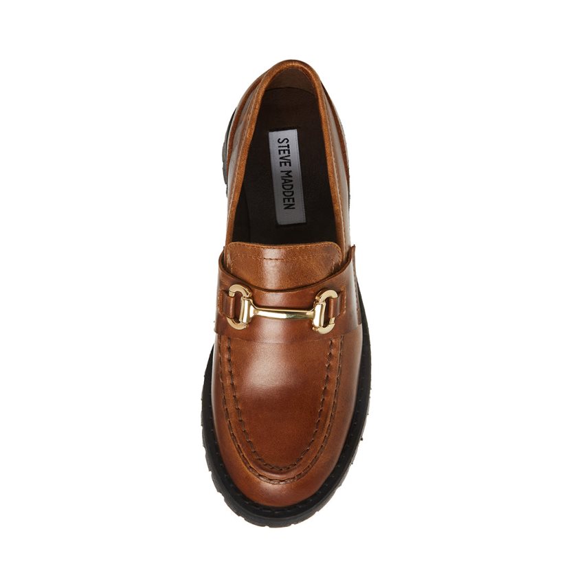 παπουτσια flatforms γυναικεια Steve Madden Lando δερματινα καφε | GR-5481LNV
