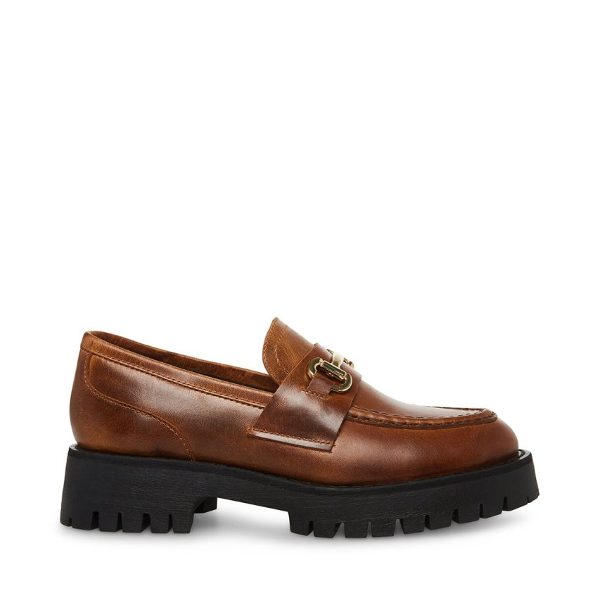παπουτσια flatforms γυναικεια Steve Madden Lando δερματινα καφε | GR-5481LNV