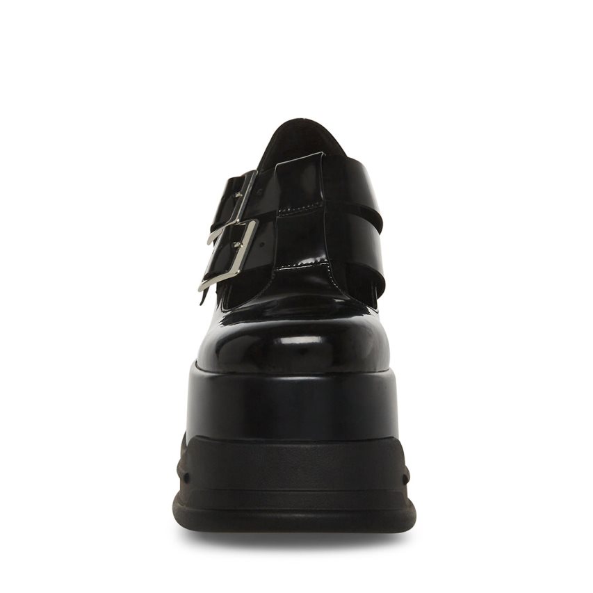 παπουτσια flatforms γυναικεια Steve Madden Phase δερματινα μαυρα | GR-648OPNK