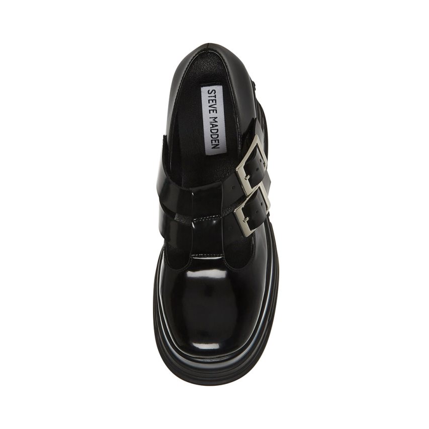 παπουτσια flatforms γυναικεια Steve Madden Phase δερματινα μαυρα | GR-648OPNK