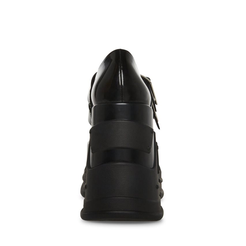 παπουτσια flatforms γυναικεια Steve Madden Phase δερματινα μαυρα | GR-648OPNK