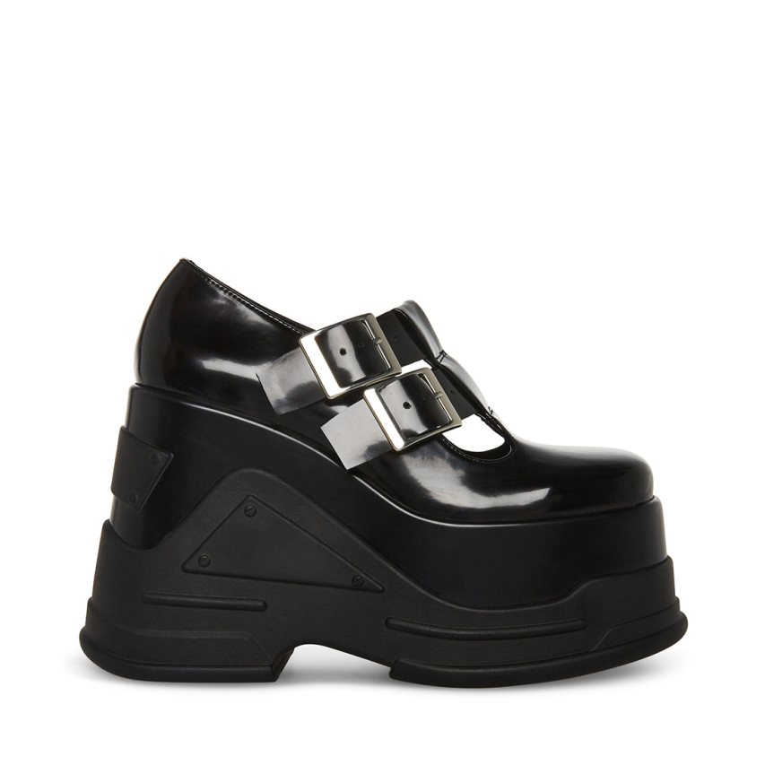 παπουτσια flatforms γυναικεια Steve Madden Phase δερματινα μαυρα | GR-648OPNK