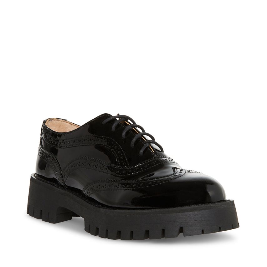 παπουτσια flatforms γυναικεια Steve Madden Lance λουστρινι μαυρα | GR-6794XTD