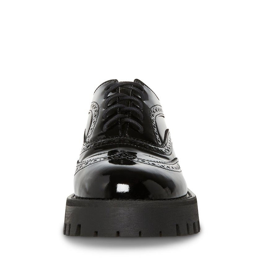 παπουτσια flatforms γυναικεια Steve Madden Lance λουστρινι μαυρα | GR-6794XTD