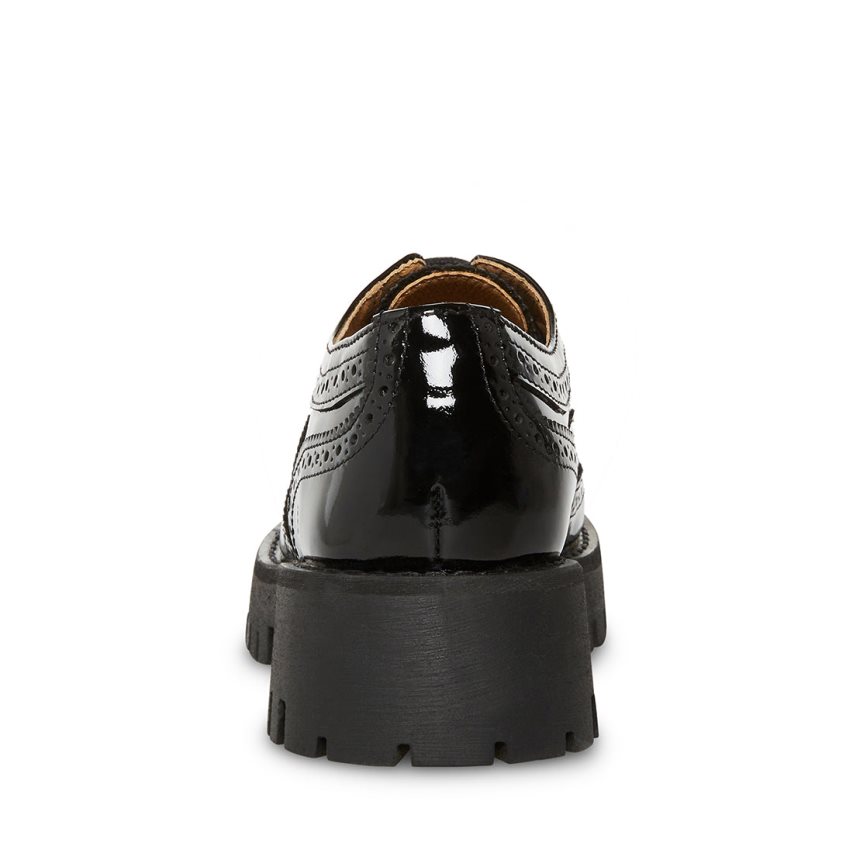 παπουτσια flatforms γυναικεια Steve Madden Lance λουστρινι μαυρα | GR-6794XTD