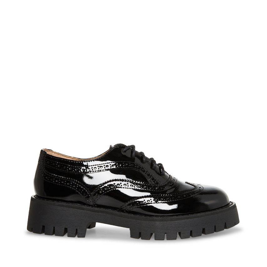 παπουτσια flatforms γυναικεια Steve Madden Lance λουστρινι μαυρα | GR-6794XTD