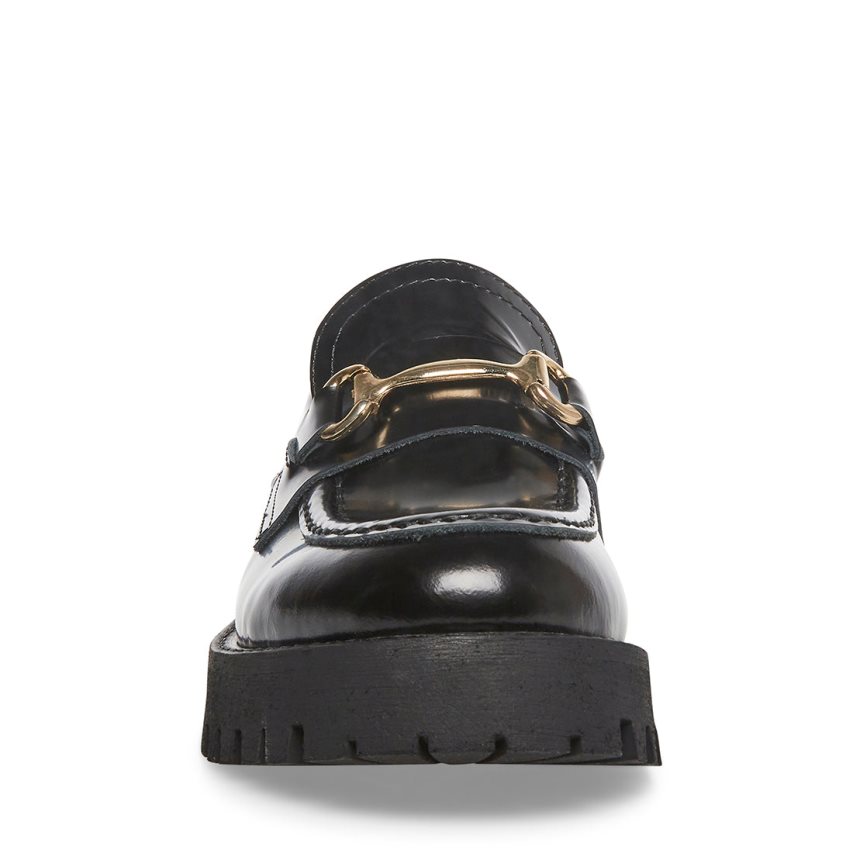 παπουτσια flatforms γυναικεια Steve Madden Lando δερματινα μαυρα | GR-692OWHO