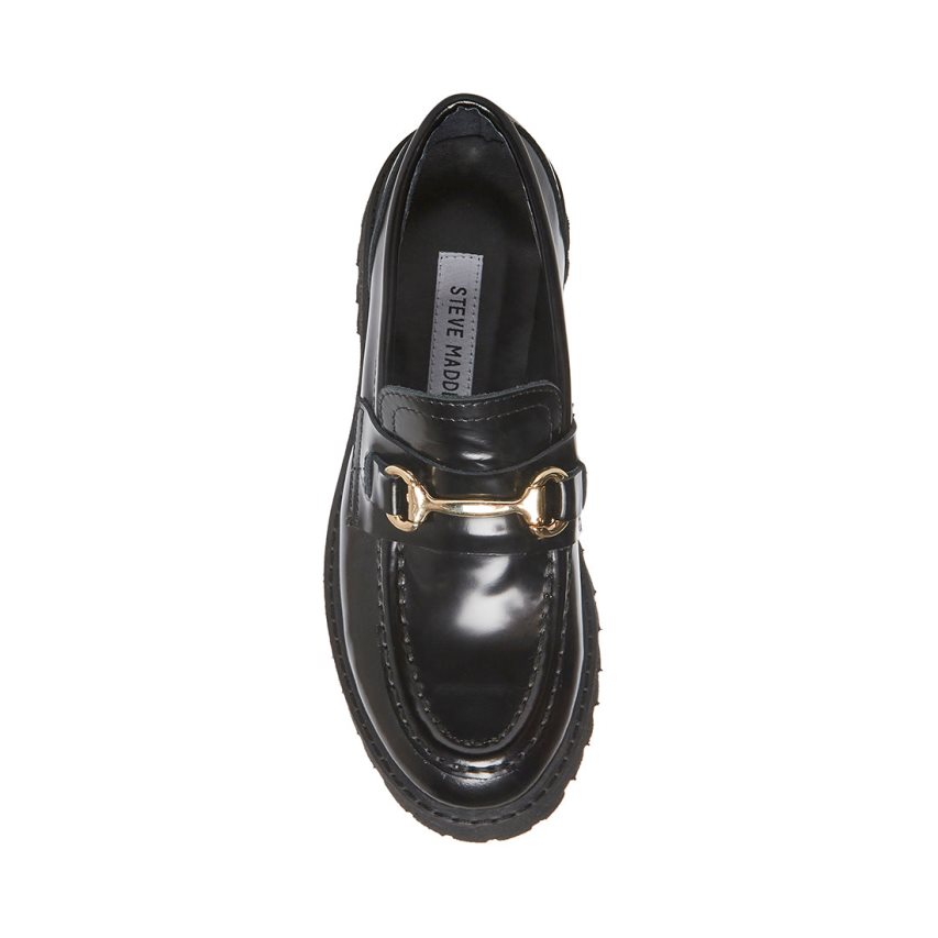 παπουτσια flatforms γυναικεια Steve Madden Lando δερματινα μαυρα | GR-692OWHO