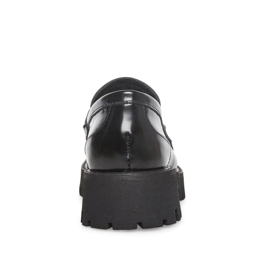 παπουτσια flatforms γυναικεια Steve Madden Lando δερματινα μαυρα | GR-692OWHO
