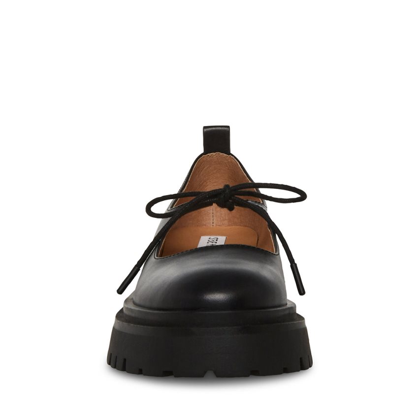 παπουτσια flatforms γυναικεια Steve Madden Landon δερματινα μαυρα | GR-6O91LIO