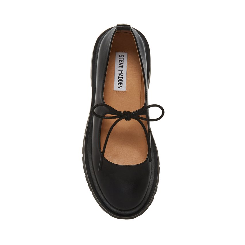 παπουτσια flatforms γυναικεια Steve Madden Landon δερματινα μαυρα | GR-6O91LIO