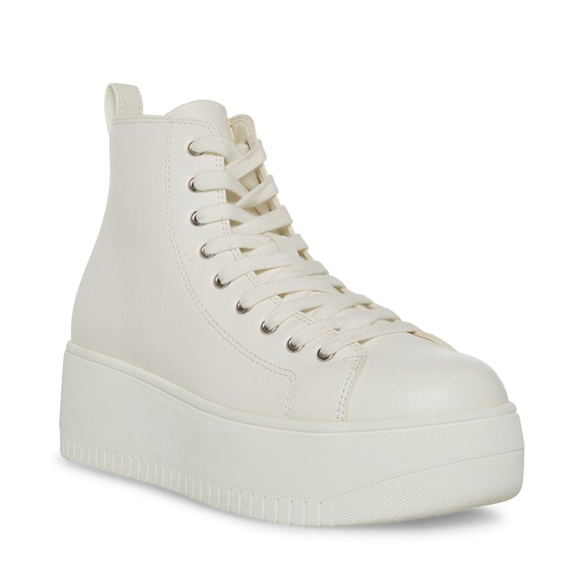 παπουτσια flatforms γυναικεια Steve Madden Raylee ασπρα | GR-726ODJP