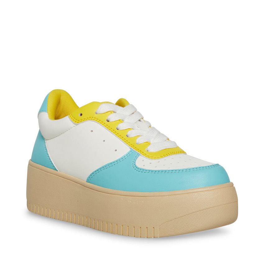 παπουτσια flatforms γυναικεια Steve Madden Rocket ασπρα μπλε | GR-8163KEF