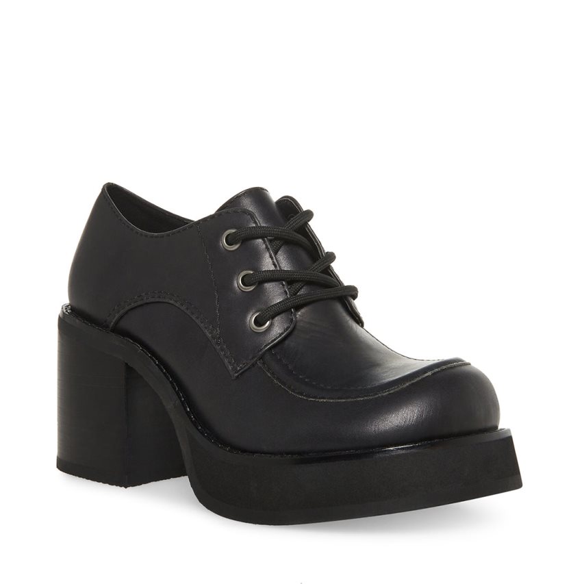 παπουτσια flatforms γυναικεια Steve Madden Hollace δερματινα μαυρα | GR-872OHWM