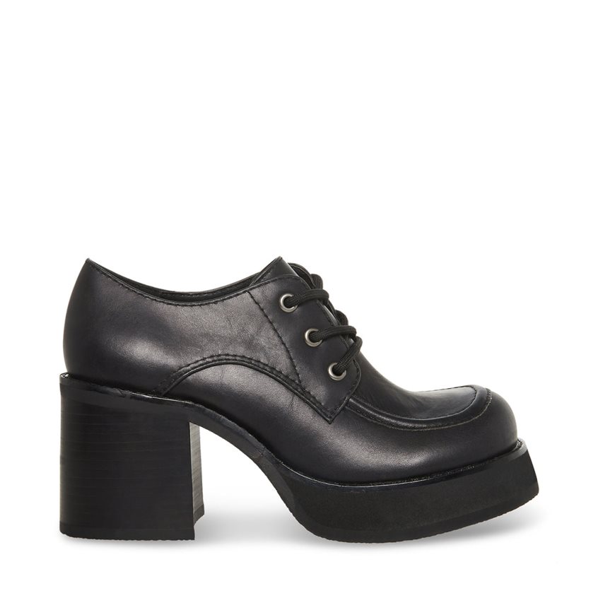 παπουτσια flatforms γυναικεια Steve Madden Hollace δερματινα μαυρα | GR-872OHWM