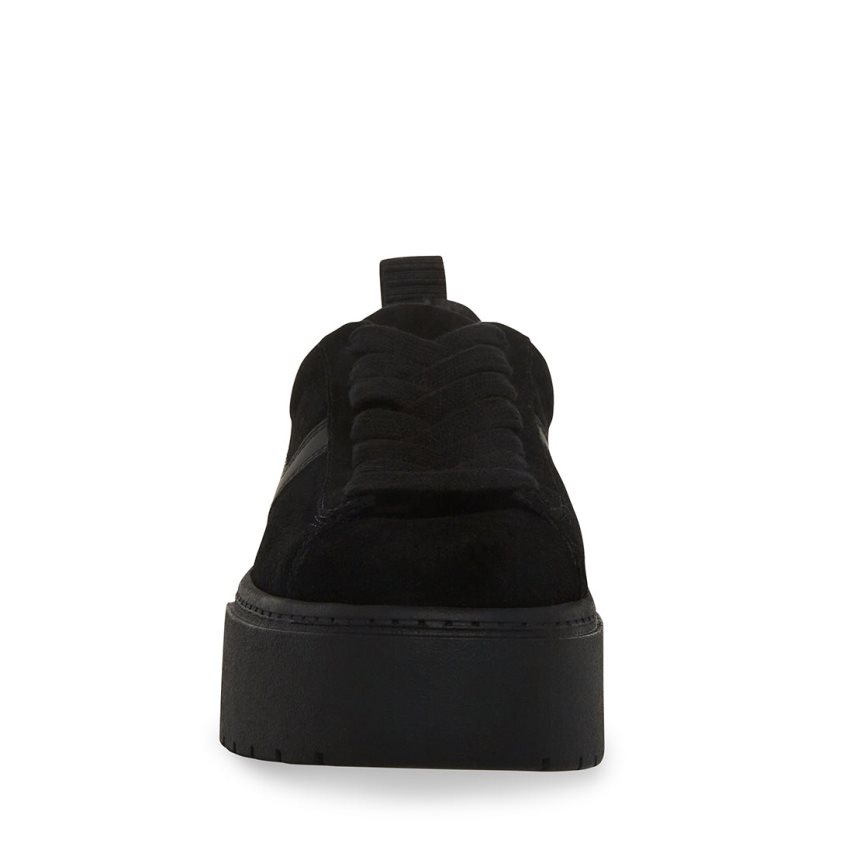 παπουτσια flatforms γυναικεια Steve Madden Rorri σουετ μαυρα | GR-O352WNR