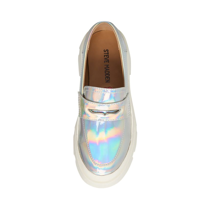 παπουτσια flatforms παιδικα Steve Madden Jlawrnce Iridescent ασημι | GR-5721UAS