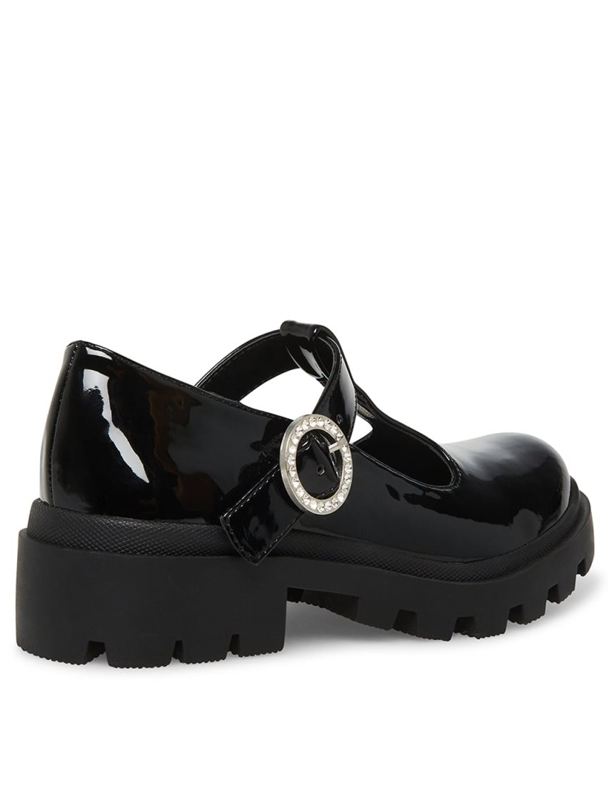 παπουτσια flatforms παιδικα Steve Madden Jsuzey λουστρινι μαυρα | GR-786OVPB