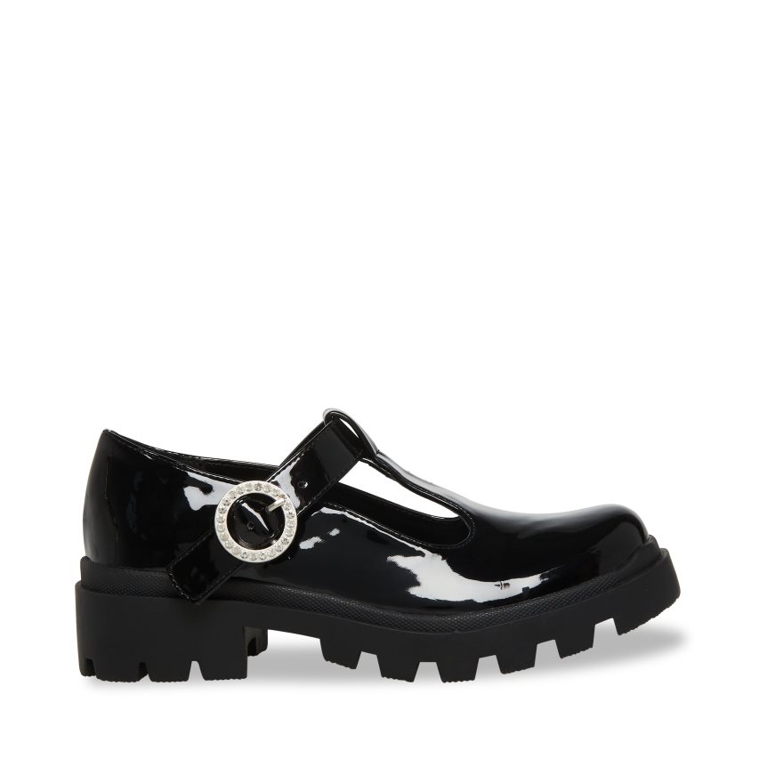 παπουτσια flatforms παιδικα Steve Madden Jsuzey λουστρινι μαυρα | GR-786OVPB
