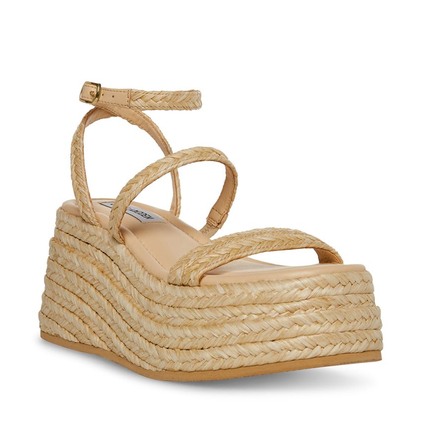 παπουτσια πλατφορμα γυναικεια Steve Madden Abundant Natural Raffia Μπεζ | GR-2918BEP