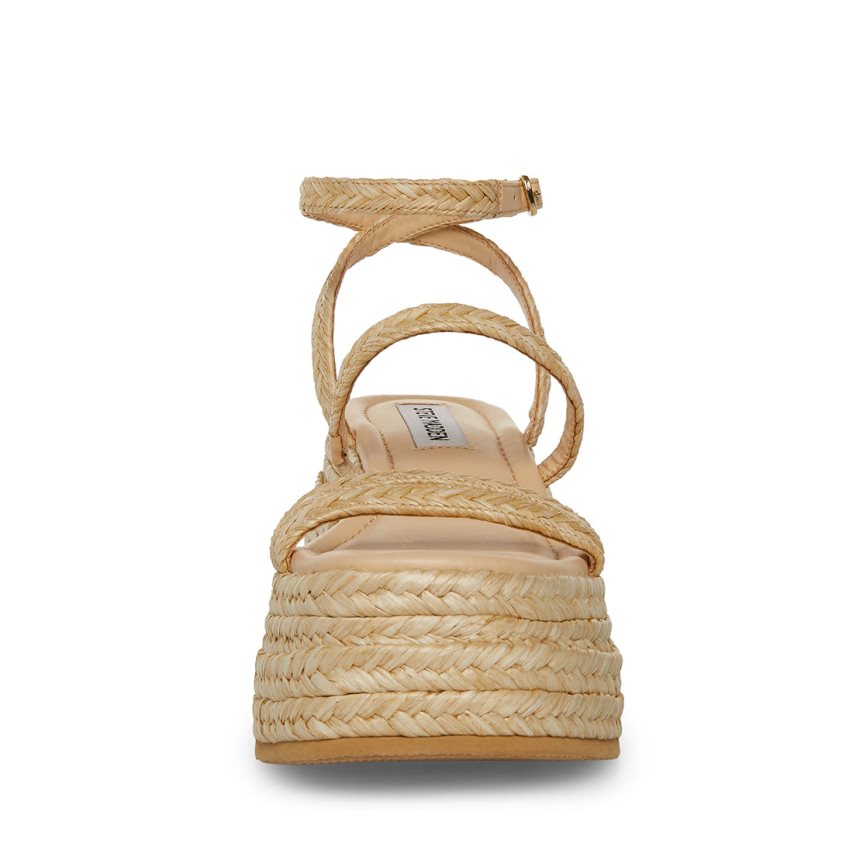 παπουτσια πλατφορμα γυναικεια Steve Madden Abundant Natural Raffia Μπεζ | GR-2918BEP
