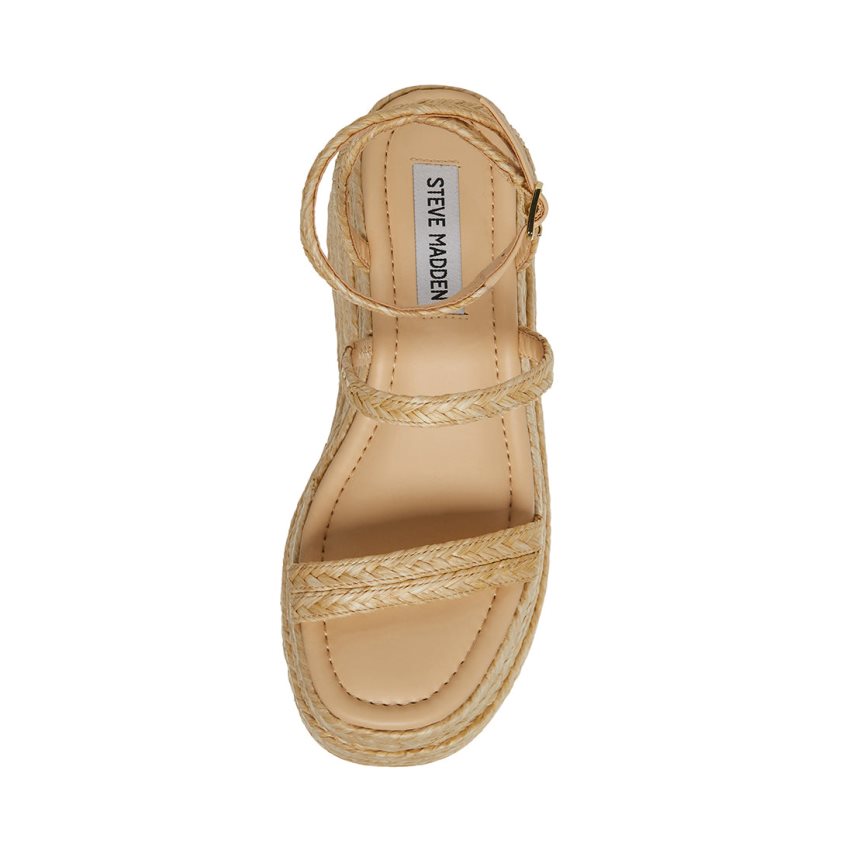 παπουτσια πλατφορμα γυναικεια Steve Madden Abundant Natural Raffia Μπεζ | GR-2918BEP