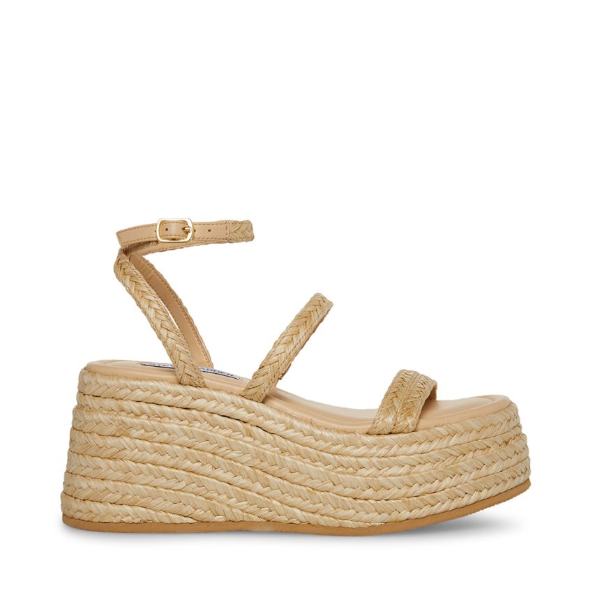 παπουτσια πλατφορμα γυναικεια Steve Madden Abundant Natural Raffia Μπεζ | GR-2918BEP