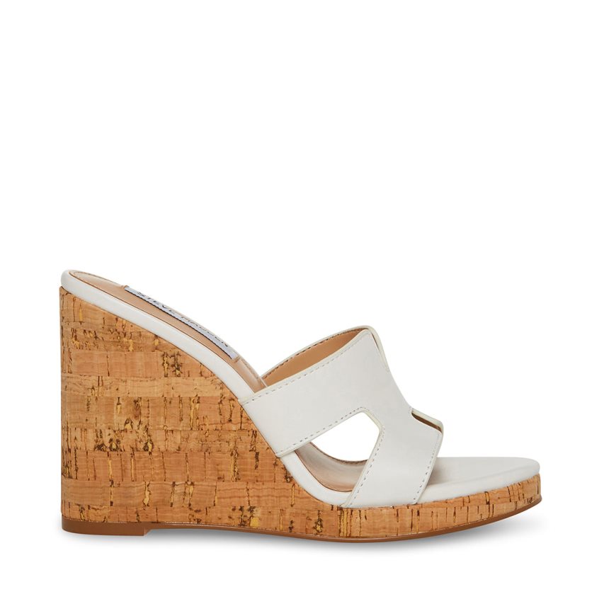 παπουτσια πλατφορμα γυναικεια Steve Madden Mayson δερματινα ασπρα | GR-3564DPO