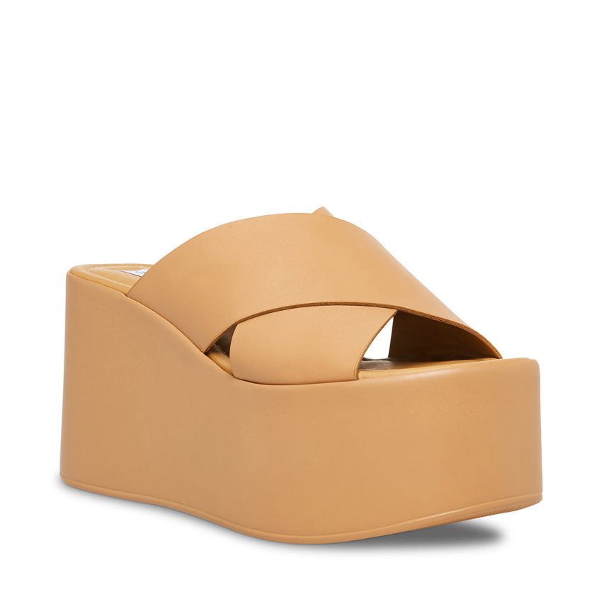 παπουτσια πλατφορμα γυναικεια Steve Madden Kody δερματινα καφε | GR-4268FUB