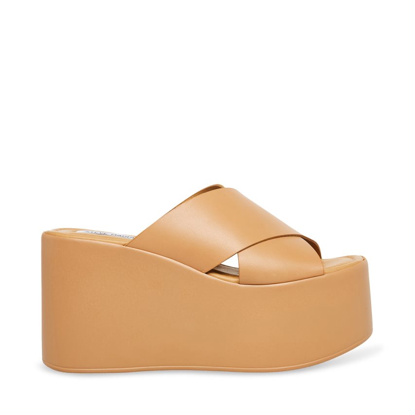 παπουτσια πλατφορμα γυναικεια Steve Madden Kody δερματινα καφε | GR-4268FUB