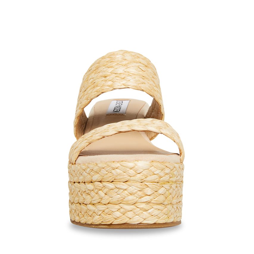 παπουτσια πλατφορμα γυναικεια Steve Madden Jane Natural Raffia Μπεζ | GR-549OORY
