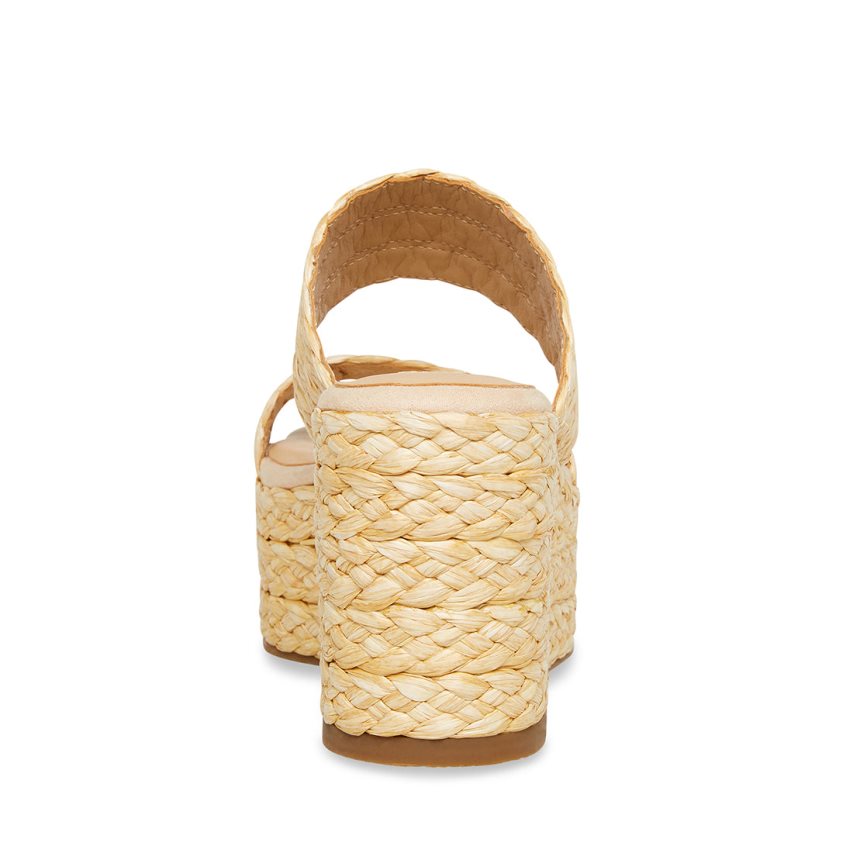 παπουτσια πλατφορμα γυναικεια Steve Madden Jane Natural Raffia Μπεζ | GR-549OORY