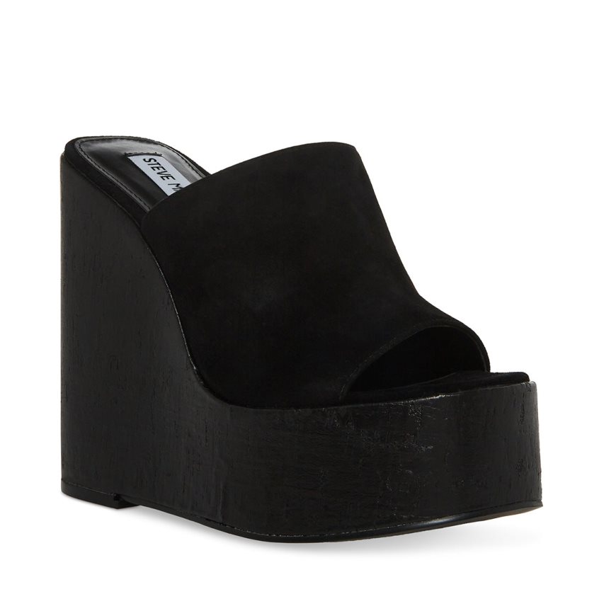 παπουτσια πλατφορμα γυναικεια Steve Madden Joanne σουετ μαυρα | GR-5O62JOH