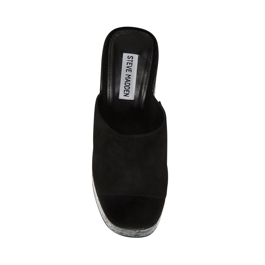 παπουτσια πλατφορμα γυναικεια Steve Madden Joanne σουετ μαυρα | GR-5O62JOH